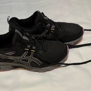 ASICS Black Athletic Sneakers with Lavender Accents